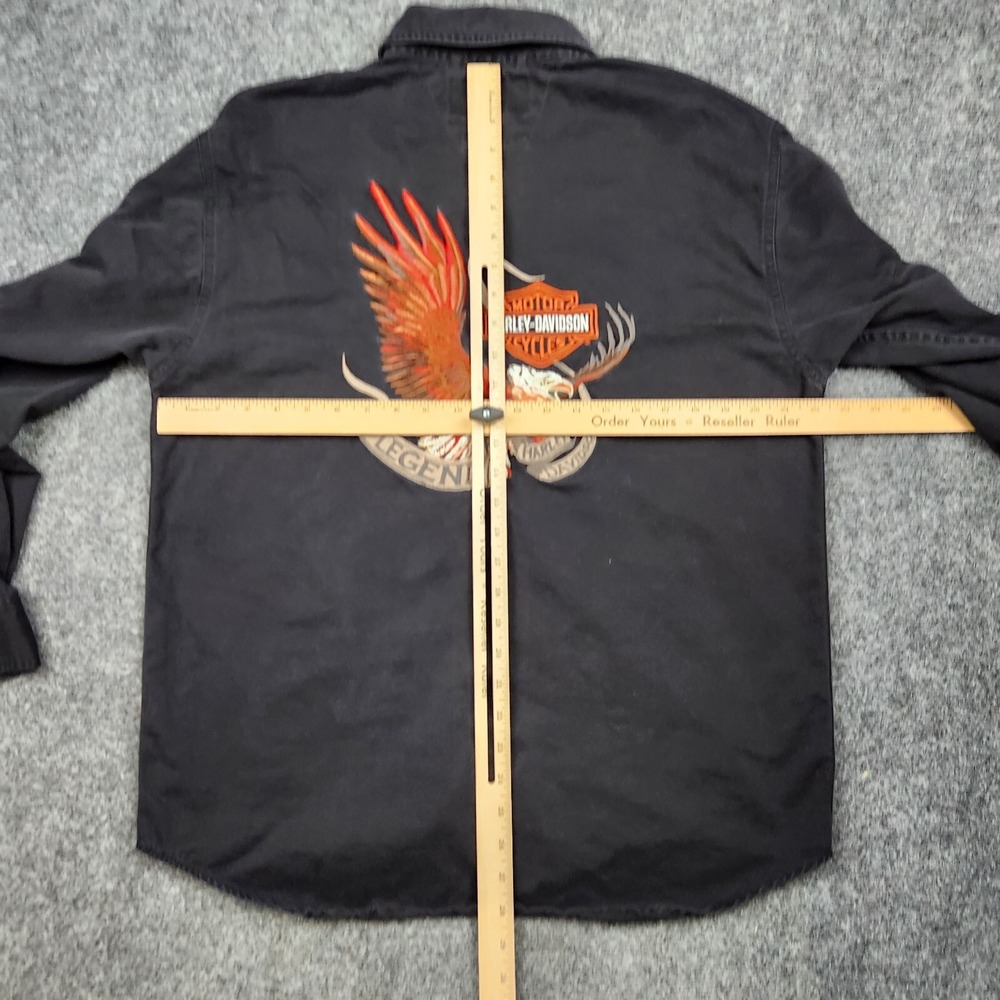 VTG Harley Davidson Shirt Mens Medium Black Eagle Embroidered Patch Biker Moto - Picture 7 of 9